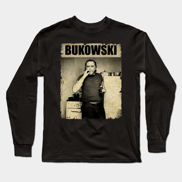 Charles Bukowski - RETRO BLACKWHITE Long Sleeve T-Shirt by Wendyshopart